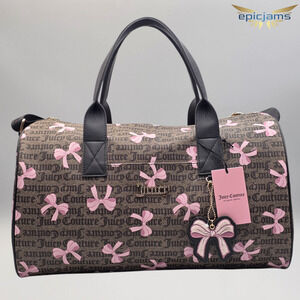Juicy Couture Simply Sweet Weekender Dark Brown And Pink Bows Duffle Bag New